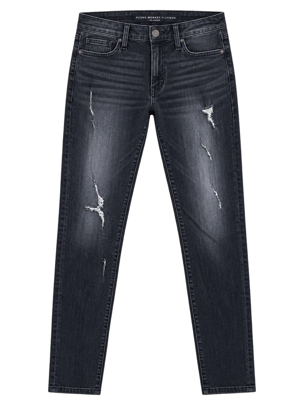 Flying Monkey Platinum Black Distressed Skinny Jeans Made in USA Size 30
